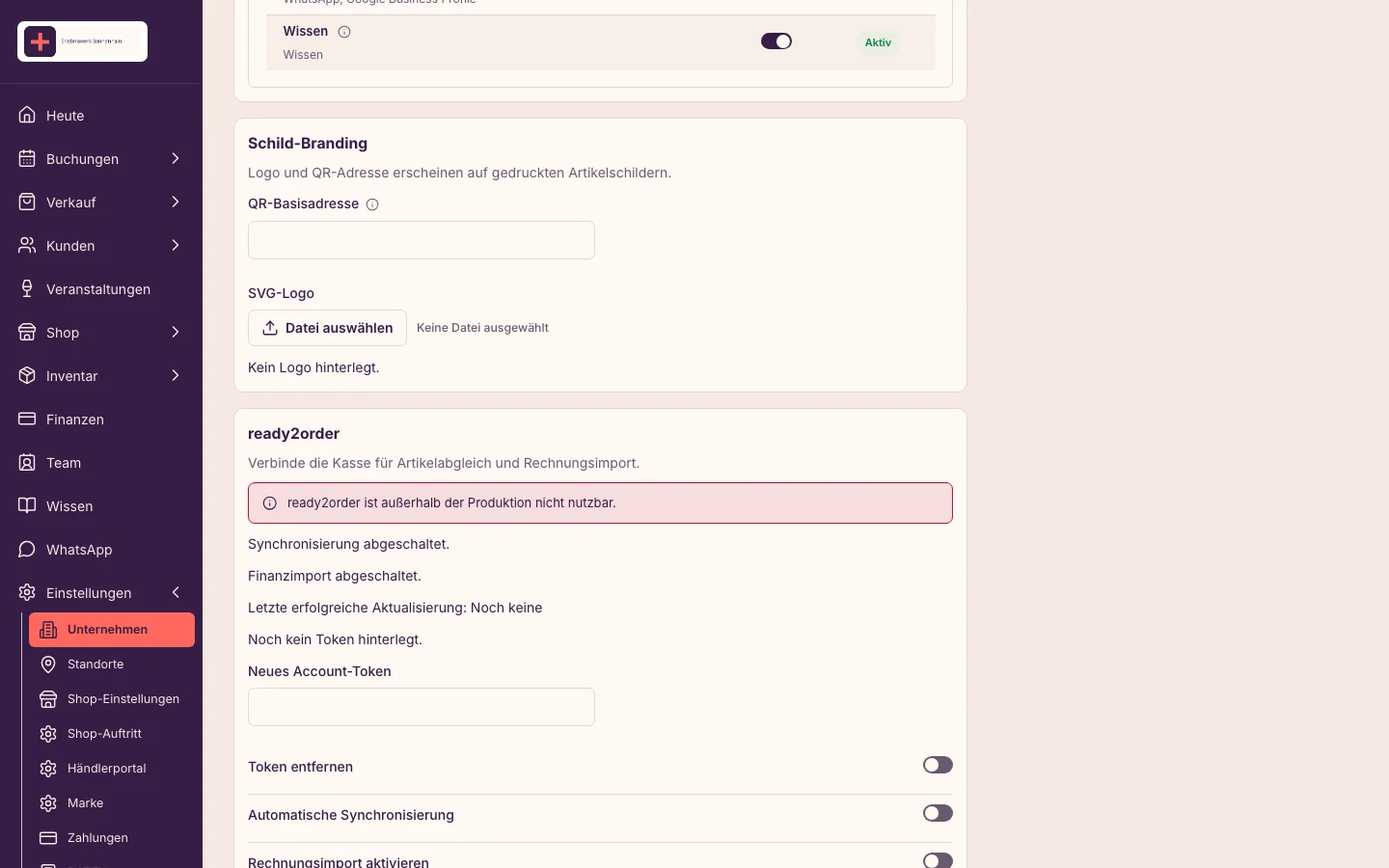 Kassenanbindung mit ready2order im Backoffice mit fiktiven Daten