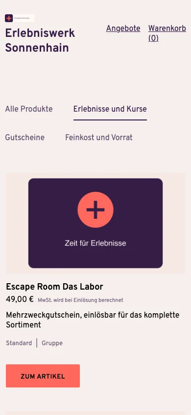 Angebote im Kundenshop auf dem Smartphone