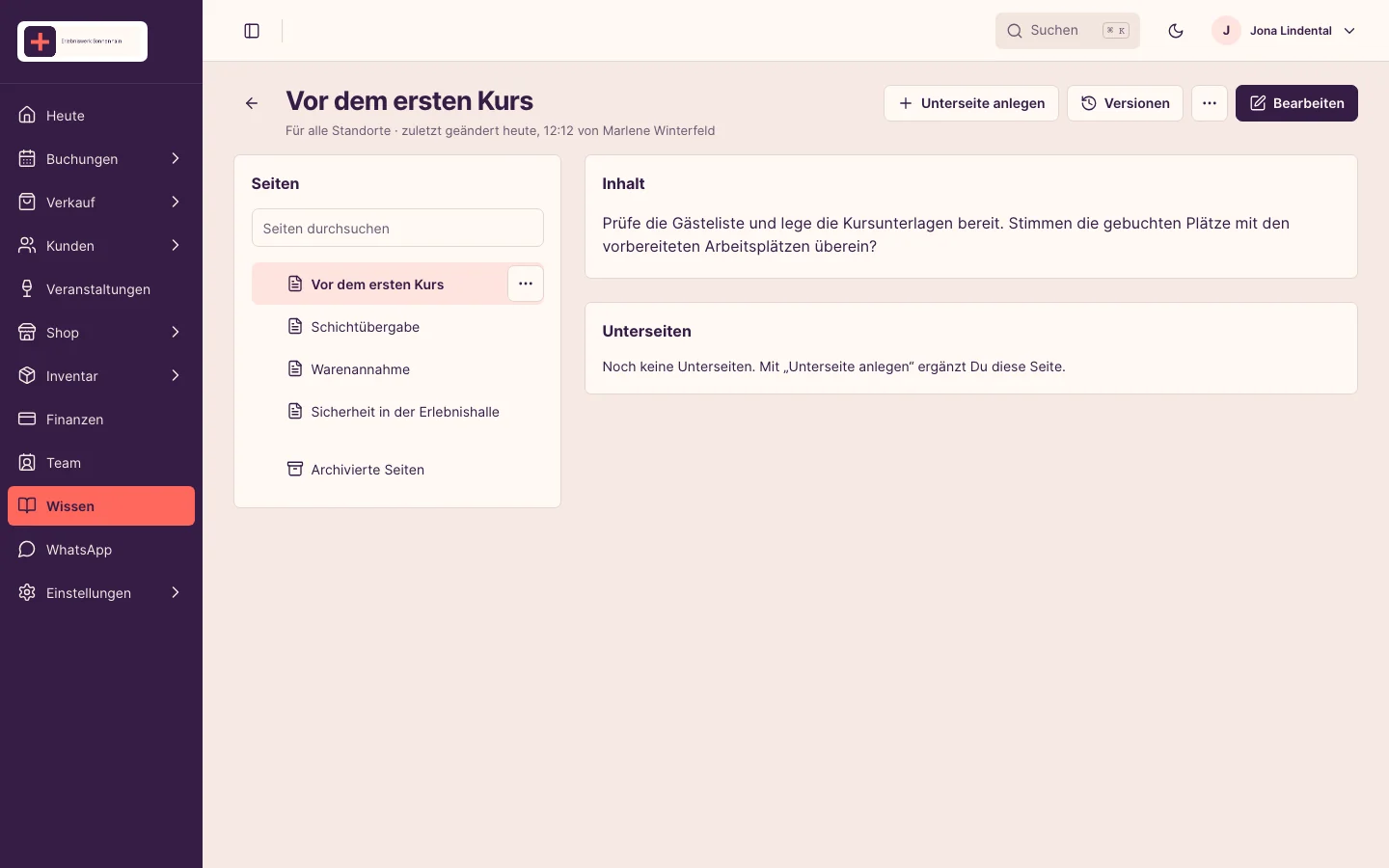 Interne Arbeitsanweisung zur Kursvorbereitung